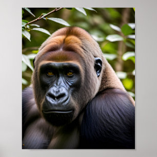 A Close-up Portrait of a Gorilla  Poster