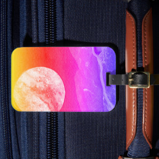 A close up view of fantasy worlds and their moons  luggage tag