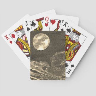 A close up view of fantasy worlds and their moons  playing cards