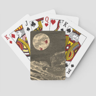 A close up view of fantasy worlds and their moons  playing cards