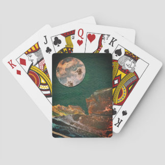 A close up view of fantasy worlds and their moons  playing cards