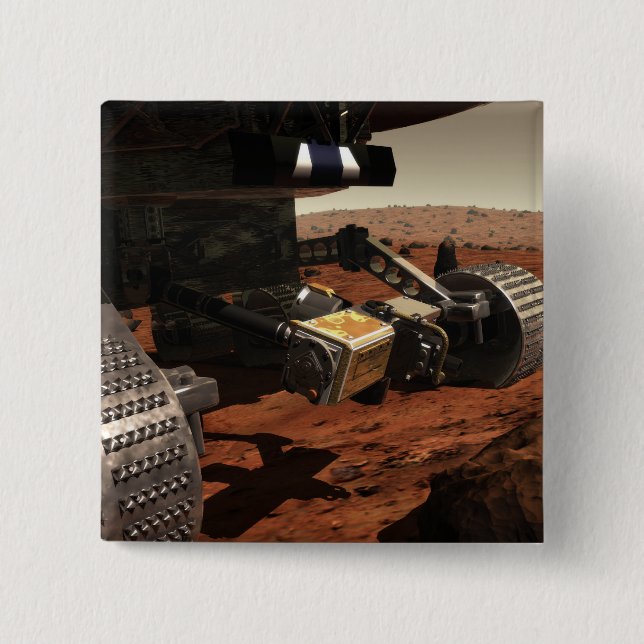 A close-up view of the arm on NASA's Mars 2 Inch Square Button (Front)