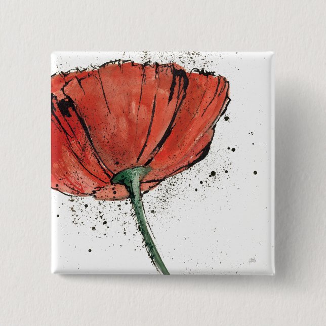 A Closed Flower on a White Background 2 Inch Square Button (Front)