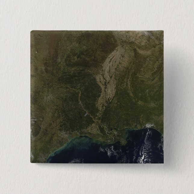 A cloud-free view of the southern United States 2 Inch Square Button (Front)