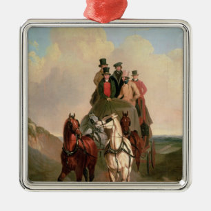 A Coach and Four on an Open Road Metal Ornament