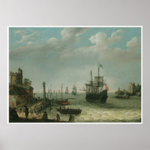 A Coastal Landscape, Abraham Willaerts Poster