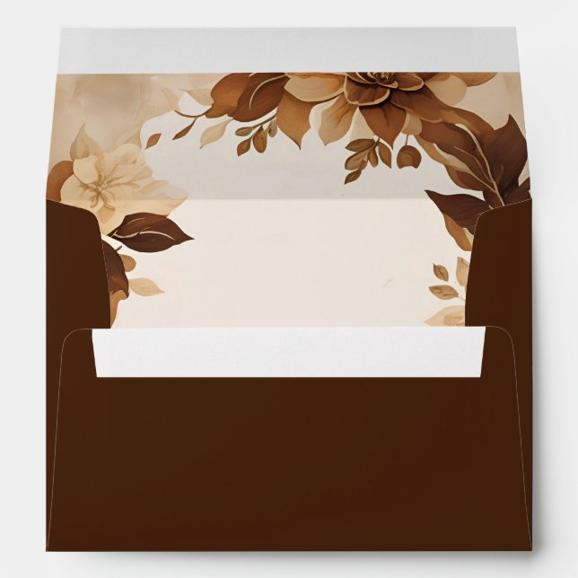A Coffee & Cream Autumn Floral Theme Wedding  Envelope (Back (Bottom))