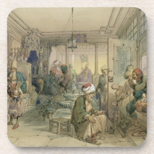 A Coffee House, Constantinople, 1854 (pen & ink & Coaster
