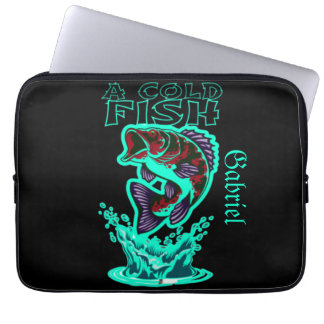 a cold fish with cool art customize personalized laptop sleeve
