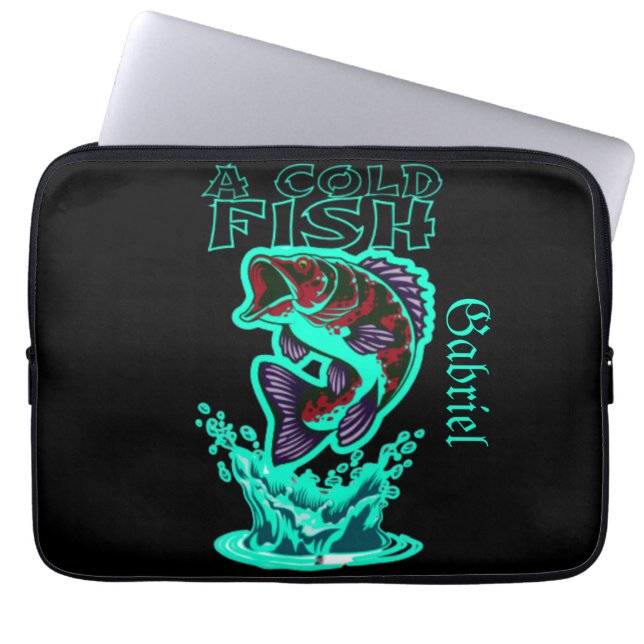 a cold fish with cool art customize personalized laptop sleeve (Front)