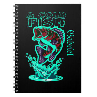 a cold fish with cool art customize personalized notebook
