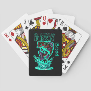 a cold fish with cool art customize personalized playing cards