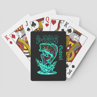 a cold fish with cool art customize personalized playing cards
