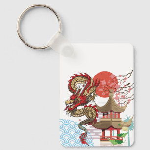 A collaboration of Japanese scenery and dragons Keychain