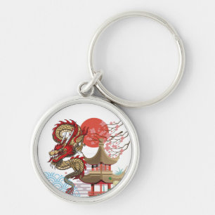A collaboration of Japanese scenery and dragons Keychain