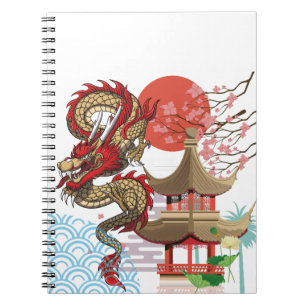 A collaboration of Japanese scenery and dragons Notebook