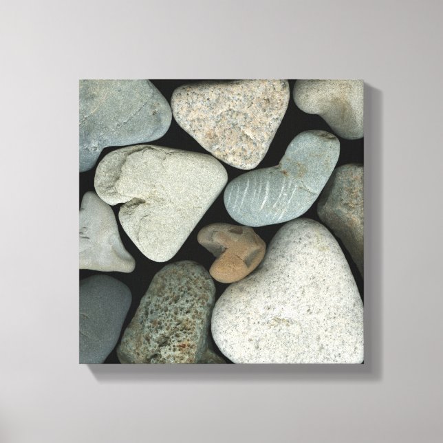 A collage of heart-shaped beach stones canvas print (Front)