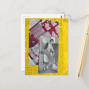 A collage of vintage ads for a vacuum  postcard