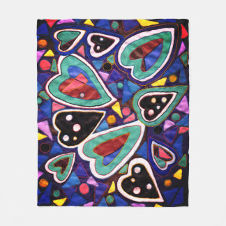 A collection of hearts fleece blanket