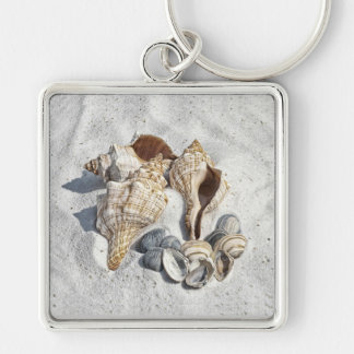 A Collection of Seashells on Sand Keychain