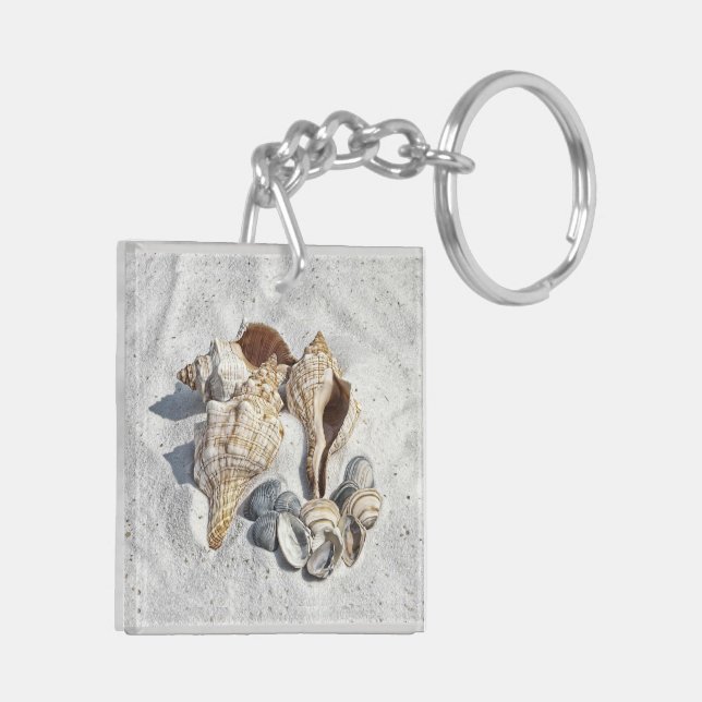 A Collection of Seashells on Sand Keychain (Back Left)