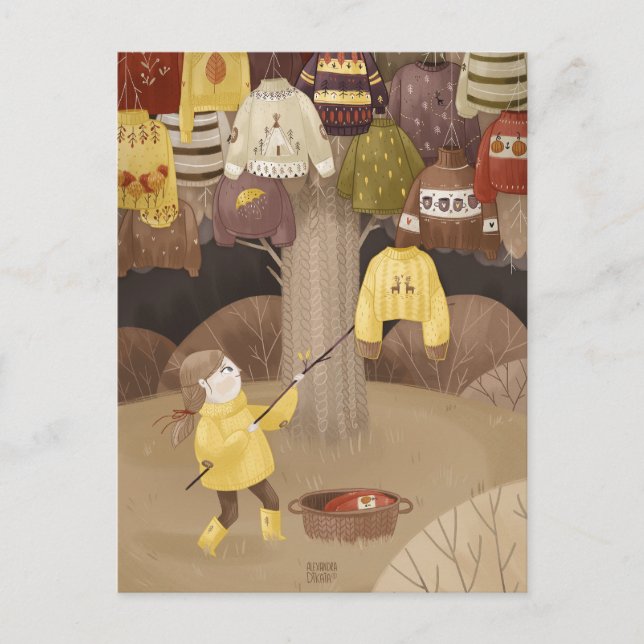 A collector of cozy sweaters by Alexandra Dikaia Postcard (Front)