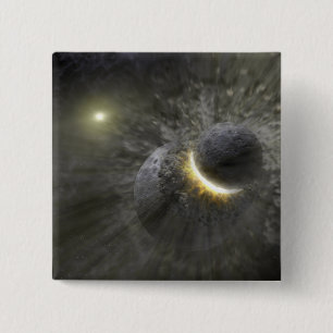 A collision between massive objects in space 2 inch square button