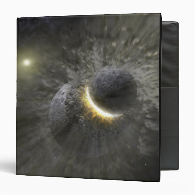 A collision between massive objects in space binder (Front/Inside)