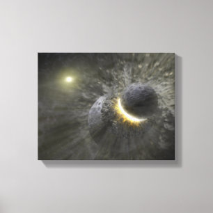 A collision between massive objects in space canvas print