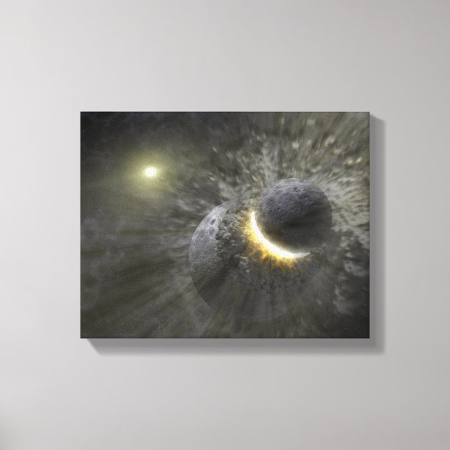 A collision between massive objects in space canvas print (Front)