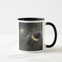 A collision between massive objects in space