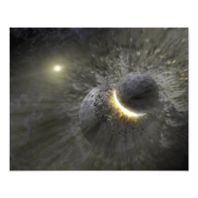 A collision between massive objects in space photo print (Front)