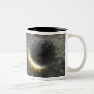 A collision between massive objects in space Two-Tone coffee mug