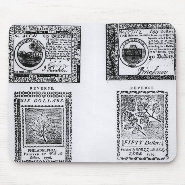 A colonial six dollar bill mouse pad (Front)