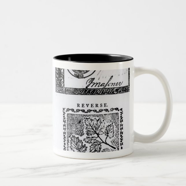 A colonial six dollar bill Two-Tone coffee mug (Right)