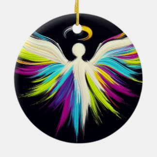 A Colorful Angel Christmas Tree Ceramic Ornament