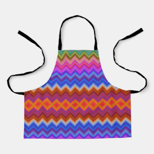 A colorful apron with a zigzag pattern in vibrant