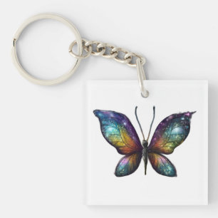 A colorful butterfly with galaxy-like wings is dep keychain