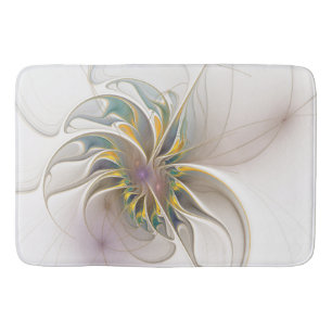 A colorful fractal ornament. Abstract Flower art Bath Mat
