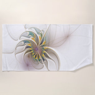 A colorful fractal ornament. Abstract Flower art Beach Towel