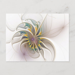 A colorful fractal ornament. Abstract Flower art Postcard