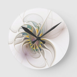 A colorful fractal ornament. Abstract Flower art Round Clock