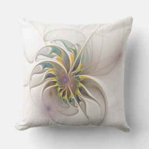A colorful fractal ornament. Abstract Flower art Throw Pillow