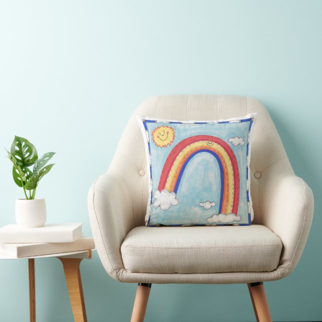 A Colorful Rainbow Throw Pillow (Chair)