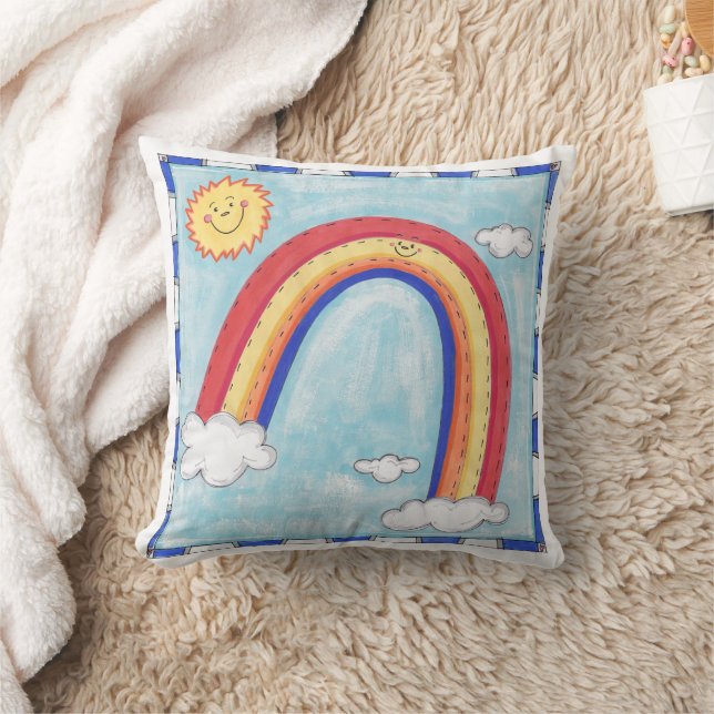 A Colorful Rainbow Throw Pillow (Blanket)