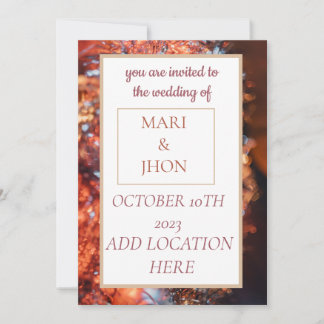 A colorful wedding invitation intimate & warm.