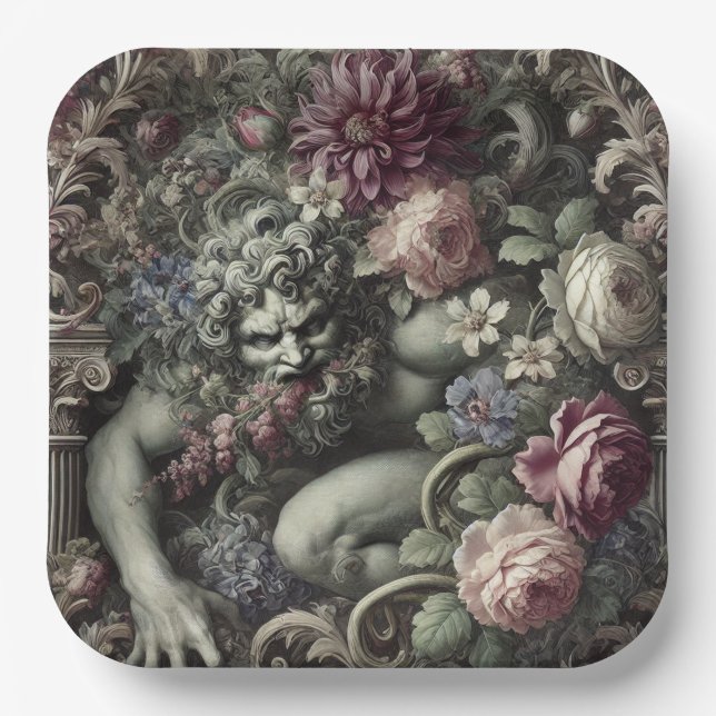 🎭 A Colossal Comedy – Gothic Victorian Paper Plate (Front)