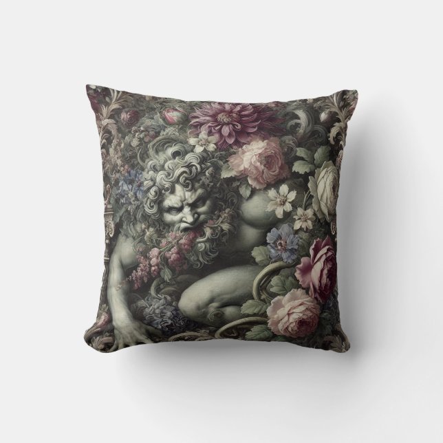 🎭 A Colossal Comedy – Gothic Victorian Throw Pillow (Front)