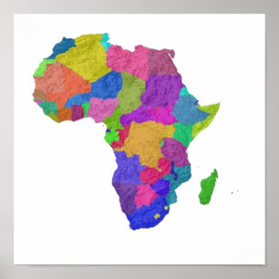 A colour-coded map of Africa with its countries  Poster
