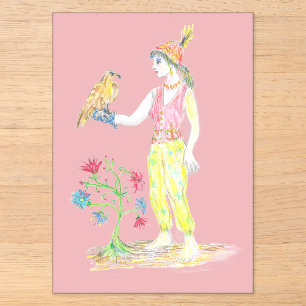 A coloured-pencil drawing of a woman acrylic invitations